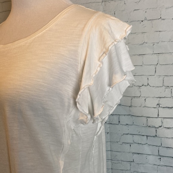 Maurices 24/7 Solid White Ruffle Sleeve Tee T-Shirt L Feminine Pretty Classic - Picture 6 of 16